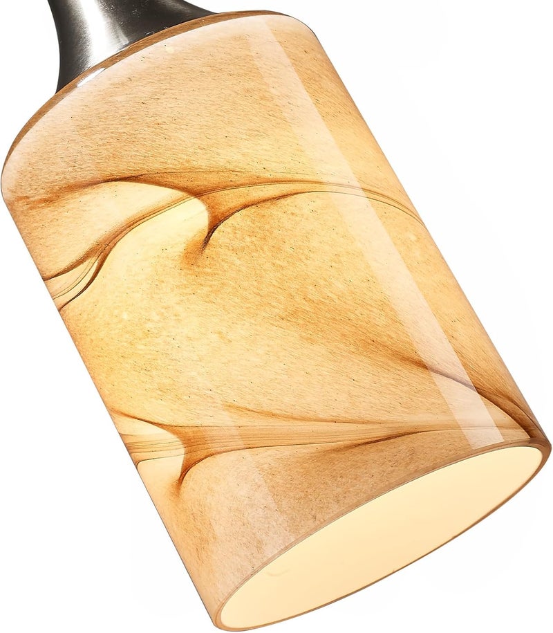 karyfine 3Packs Cylinder Glass LampShade for Wall Sconce Mini Pendant Ceiling Fan Light 1.65in fitter Art Glass Light Cover Replacement Fixture for bathroom,Table Lamp kitchen Chandelier (Brown Marble-3P) - Image 4